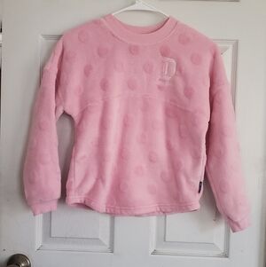 Disney Spirit Jersey Pink Polka Dot Fleece Pullover Sweatshirt, Kids Size 7/8